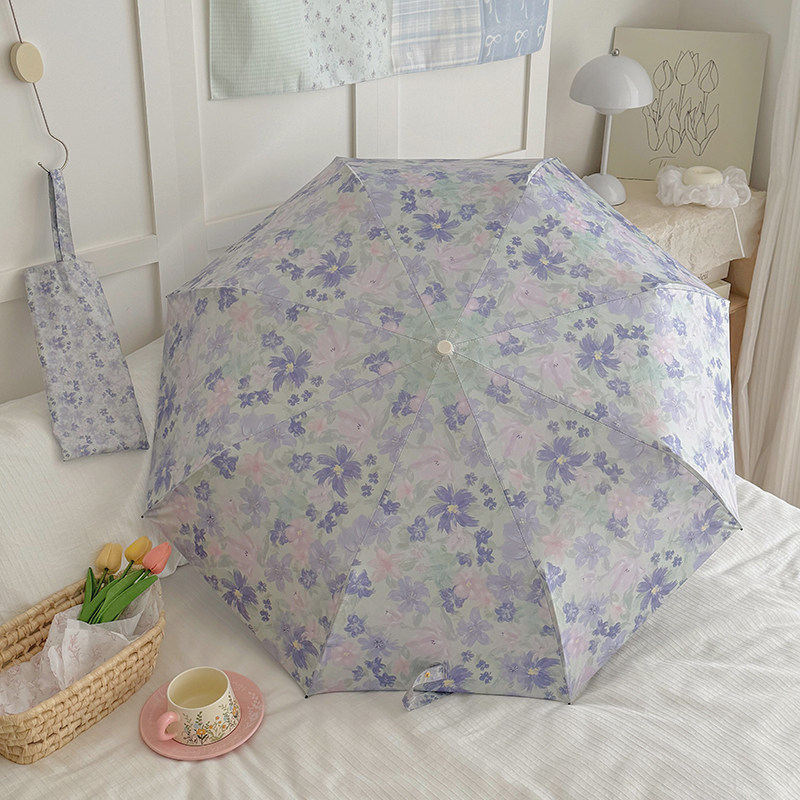 女款2026新款太阳伞夏日小清新~牵牛花自动雨伞女晴雨两用黑胶防图片