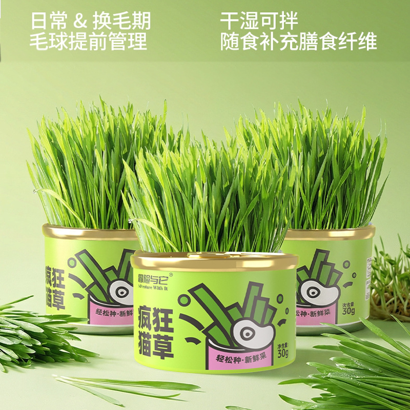 热卖冒险与它猫草罐30g*2罐猫草