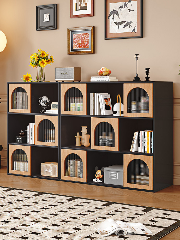 实木书架组合书架覆古Cd存储架客厅储物柜电视侧柜简单的存储柜