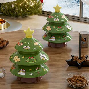 北欧创意圣诞节新年果盒多层超大容量糖果盒摆件创意坚果收纳盒