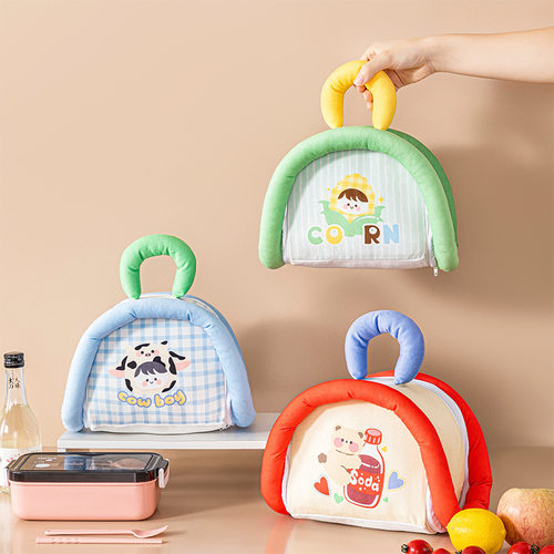 新款便当包便携保鲜保温收纳袋上学通勤午餐包趣味饭盒袋