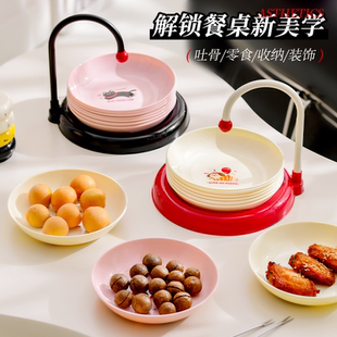 新款吐骨碟创意圆球造型日常家用吐骨头渣盘子碟子餐桌垃圾收纳碟