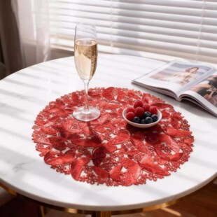 新款红色蝴蝶PVC餐垫防水防油隔热垫装饰花瓶垫喜庆防滑碗盘垫