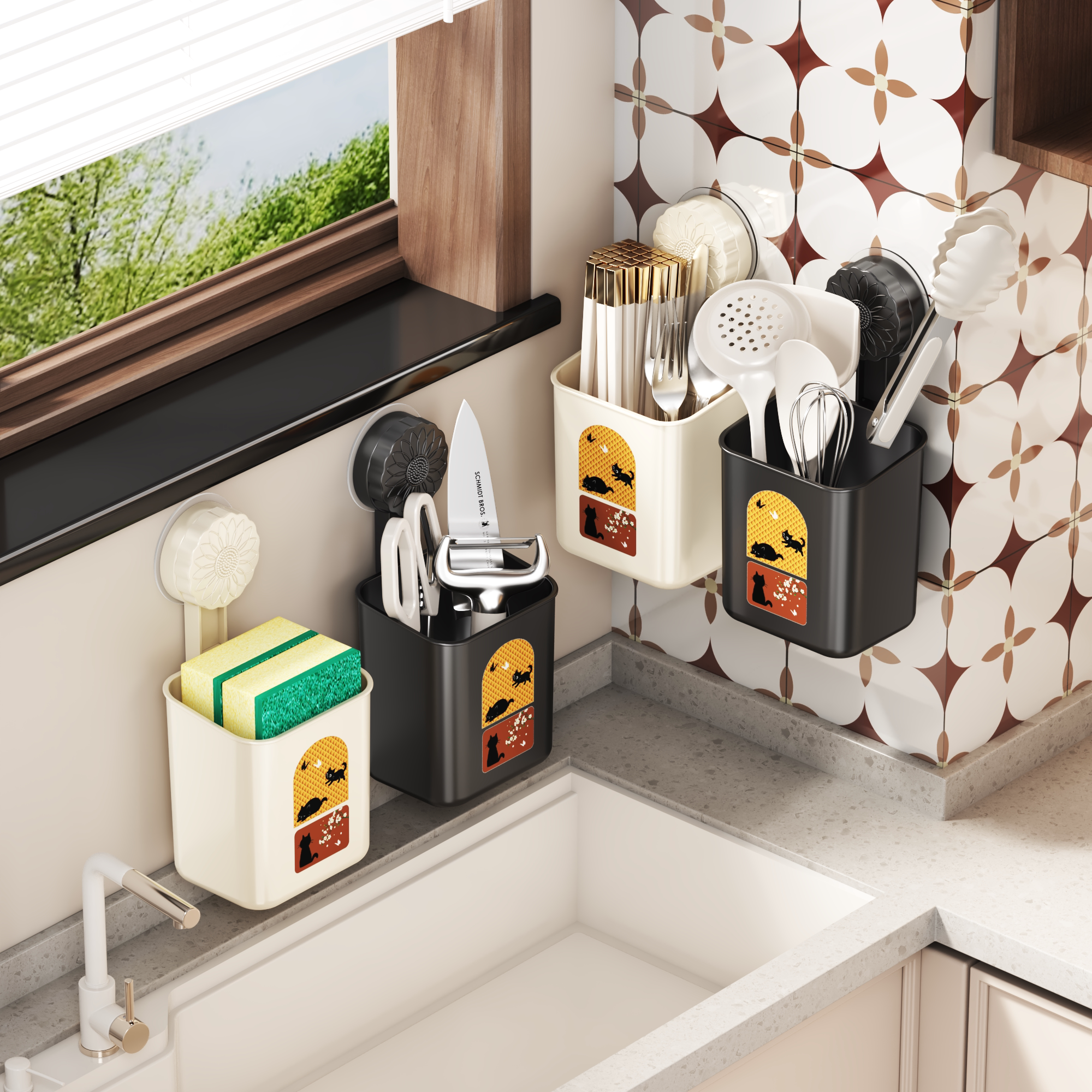 厨房吸盘筷子筒收纳盒