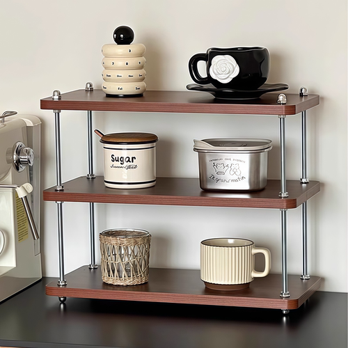 中古风收纳厨房办公桌隔层工位桌面收纳小书架茶杯螺栓新