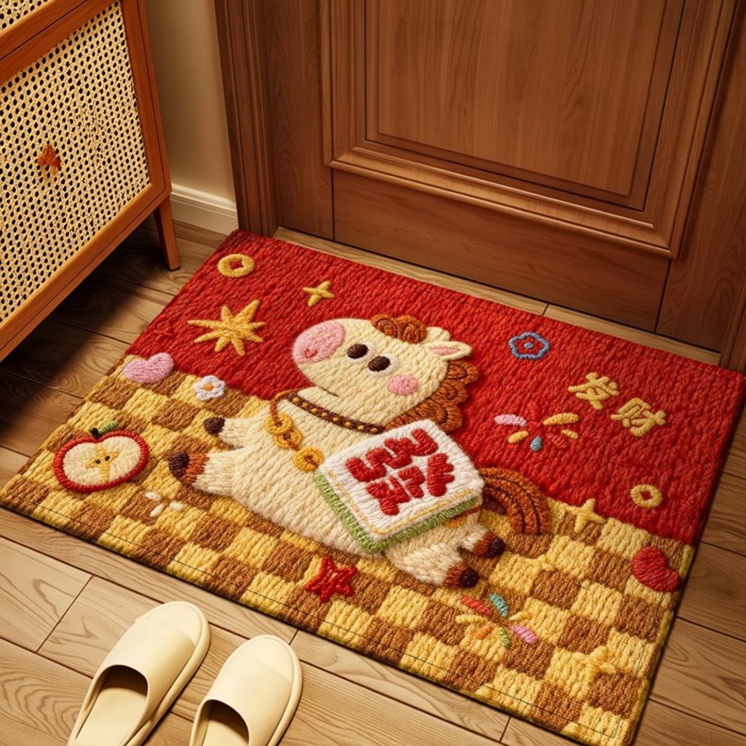 新年过年入门地垫玄关门垫吸水防滑耐脏进门脚垫5D视觉卡通地毯,居家布艺,入户地垫,淘宝优惠券,粉丝福利购,淘宝优惠卷
