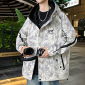休闲宽松夹克男春装 工装 夹克外套男春秋季 青少年学生帅气连帽上衣