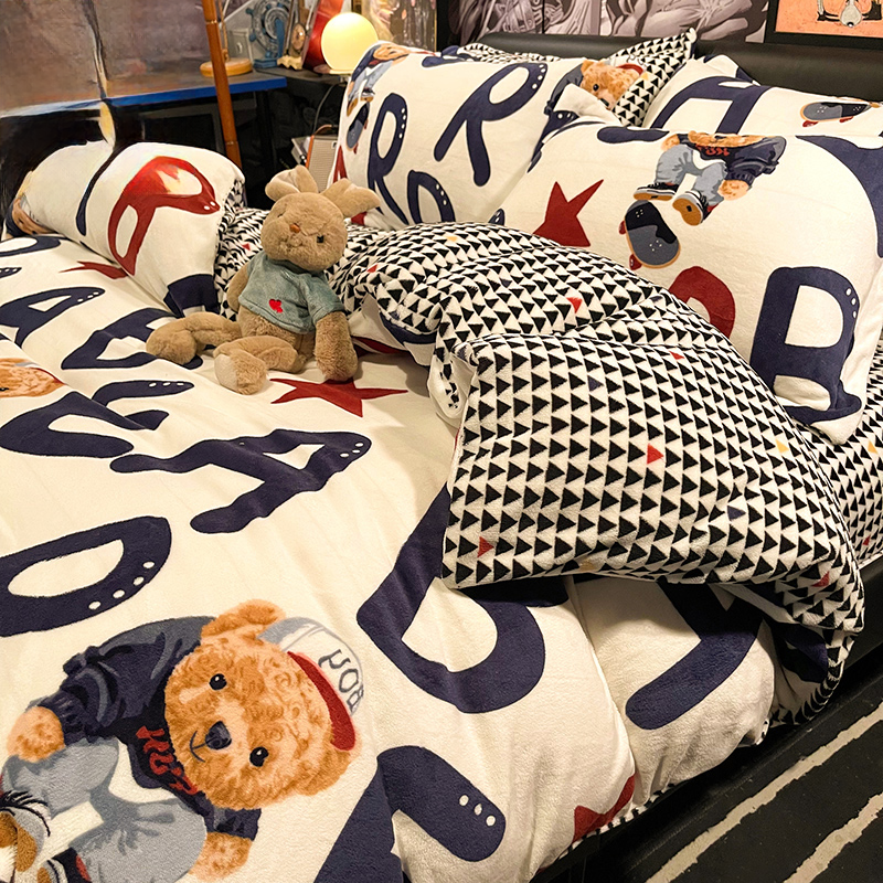 冬季双面加绒牛奶绒四件套珊瑚绒床上加厚法兰绒床单被套,床上用品,床品套件/四件套/多件套,淘宝优惠券,粉丝福利购,淘宝优惠卷