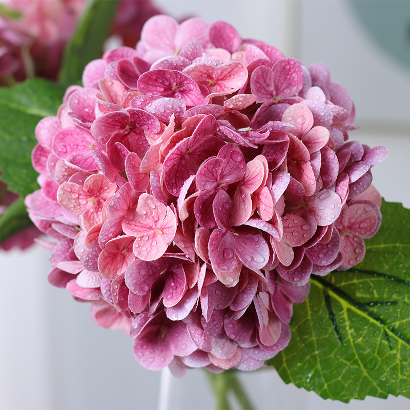 粉色手感保湿仿生绣球花仿真花束客厅餐桌花摆花高端花瓶摆件假花