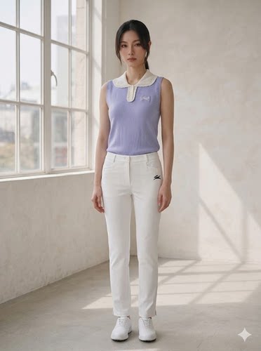 直筒运动休闲裤女 高尔夫白色长裤 高腰弹力显瘦百搭羽毛球网球裤