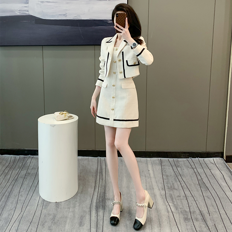 高级感小香风短外套连衣