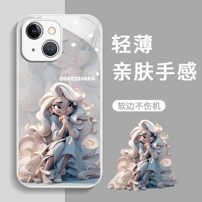 可爱卡通公主适用Civi4pro小米15手机壳新款14Ultra防摔金属漆玻璃壳mix4全包硅胶13pro软边12全包高级感个性