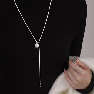 长款珍珠流苏毛衣链女轻奢小众高级感项链秋冬新款爆款百搭配饰品