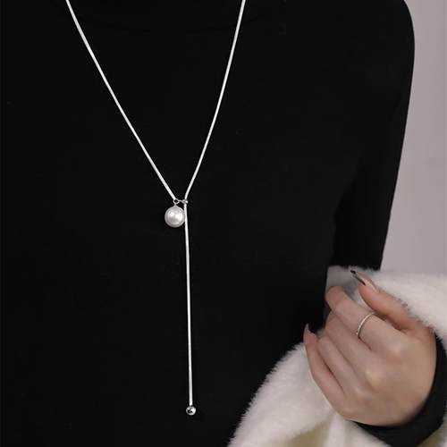 长款流苏珍珠毛衣链女可调节爆款