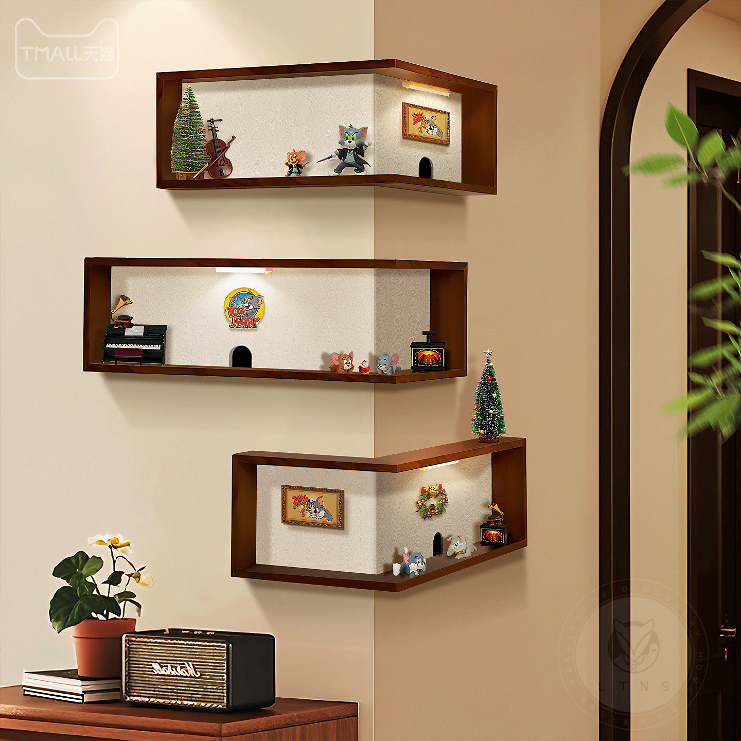 日本猫和老鼠转角置物架客厅拐角手办盲盒收纳架墙壁阳角收纳架,收纳整理,整理架/置物架/收纳架,淘宝优惠券,粉丝福利购,淘宝优惠卷