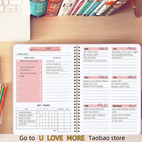 A5 Agenda Planner Notebook Secret Diary Weekly Goal Habit Sc