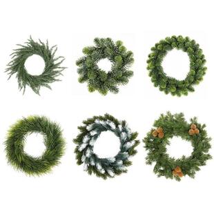 Green Garland Christmas Wreath Artificial Round