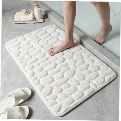 Cobblestone Embossed Bath Mat Non-slip Carpets In Wash 地垫