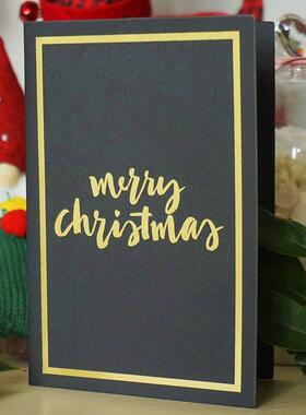 Black Christmas Card Gold Foil Letter Style with Envelope