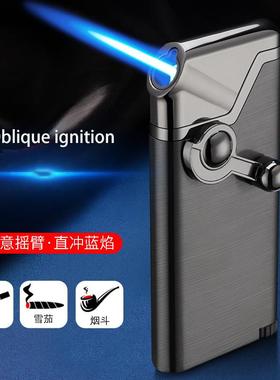 Inflatable tilt Fire rocker arm Blue Flame windproof lighter