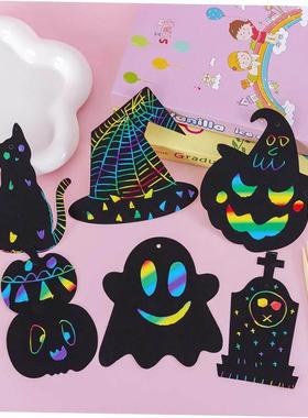 DIY Halloween bookmarks handwritten scratch drawings kids