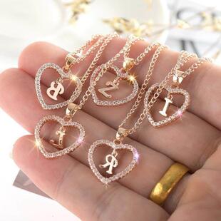 Initials Heart Pendant Womens Name Necklace Lette Jewelry