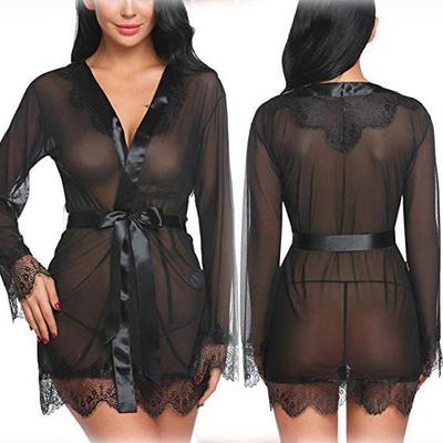 Funny lingerie sexy mesh nightgown lace edge fun suit