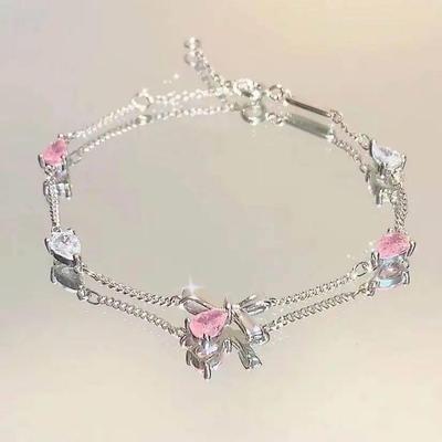 Elegant Crystal Flowers Bracelet For Women Y2K Sweet Girls M