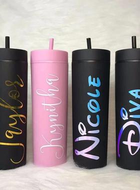 Custom Name Tumbler with Straw Bridesmaid Gift Proposal Pers