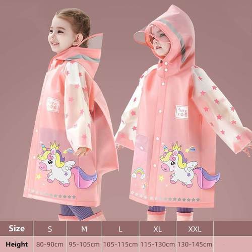 Kids Raincoat Waterproof Rain Poncho Cartoon Unicorn Dinosau