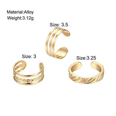 3-piece foot ring set跨境流行沙滩度假休闲风金色三层脚戒3件套