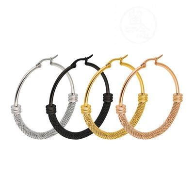 。Titanium steel fashion simple round exaggerated big ear ri