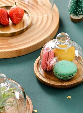 Hotel Dessert Display Set Mini Plates with Wood Glass Tray