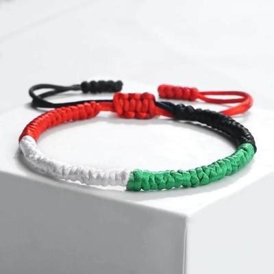 Palestine Israel Flag Bracelet Green Black Blue Rope Braid B