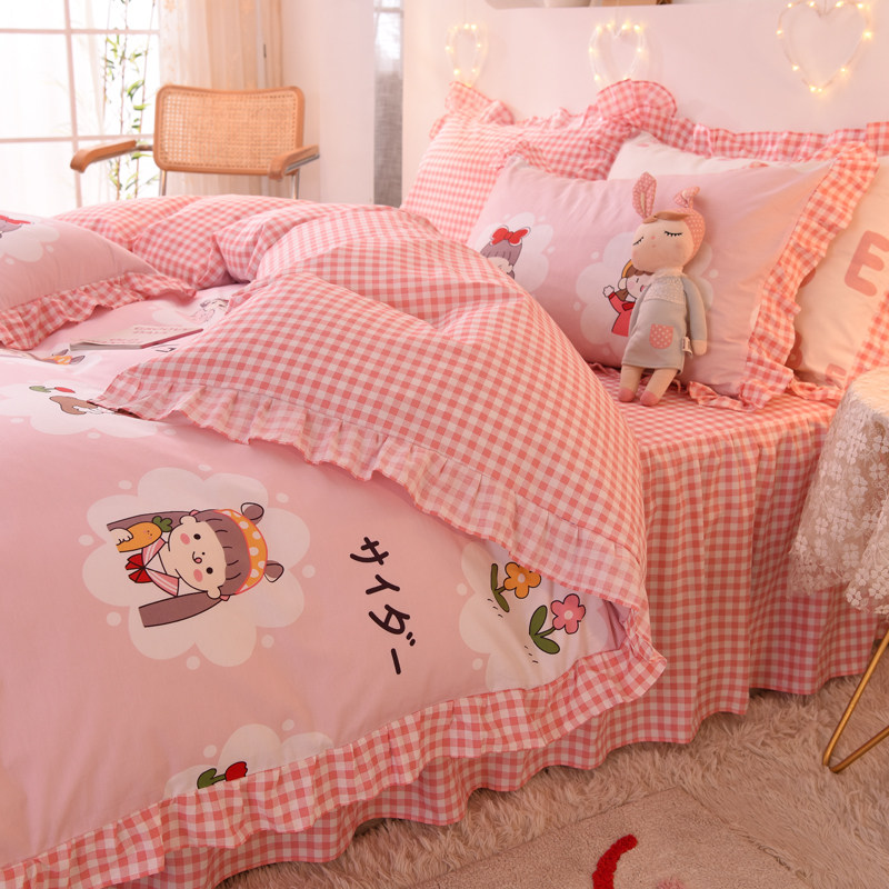 床裙四件套100全棉纯棉被套儿童卡通三件套男孩小女孩女童公主风4