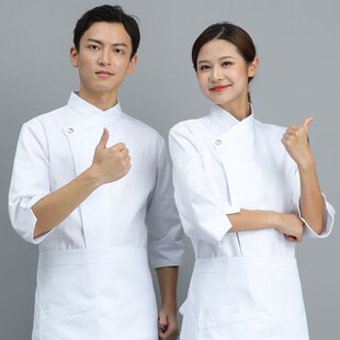 餐饮厨师工作服七分袖男薄款高档厨师长服装烘焙西点师厨房工衣7