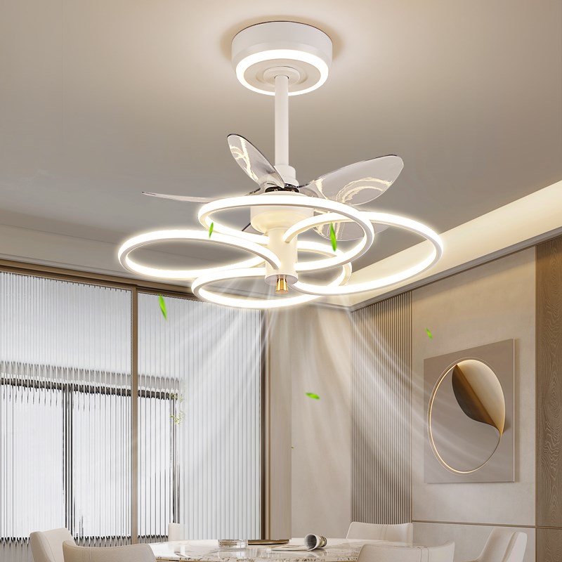 餐厅吊扇灯简约现代家用卧室小客厅智能风扇灯一体变频大风力吊扇