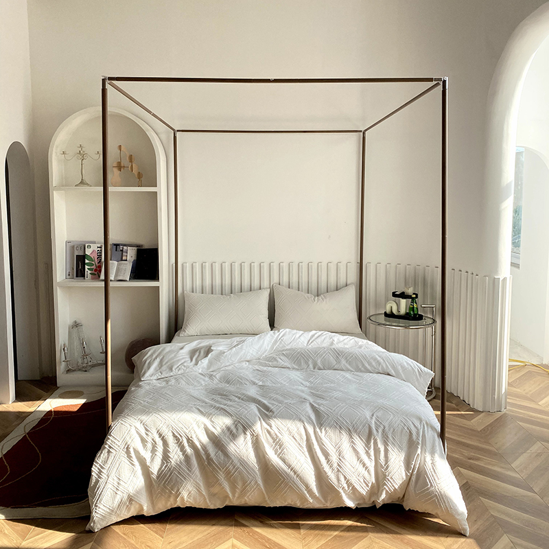 落地式加厚加粗不锈钢铝合金铁艺烤漆蚊帐支架宫廷四立柱单独架子