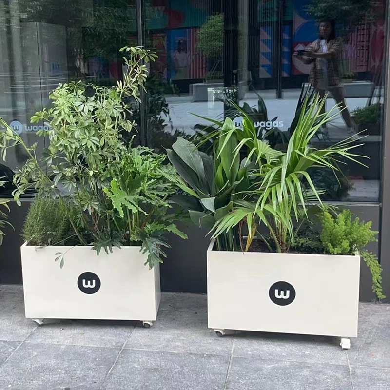 定制铁艺户外花箱绿化花坛带万向轮奶茶店咖啡厅外摆隔断移动花槽