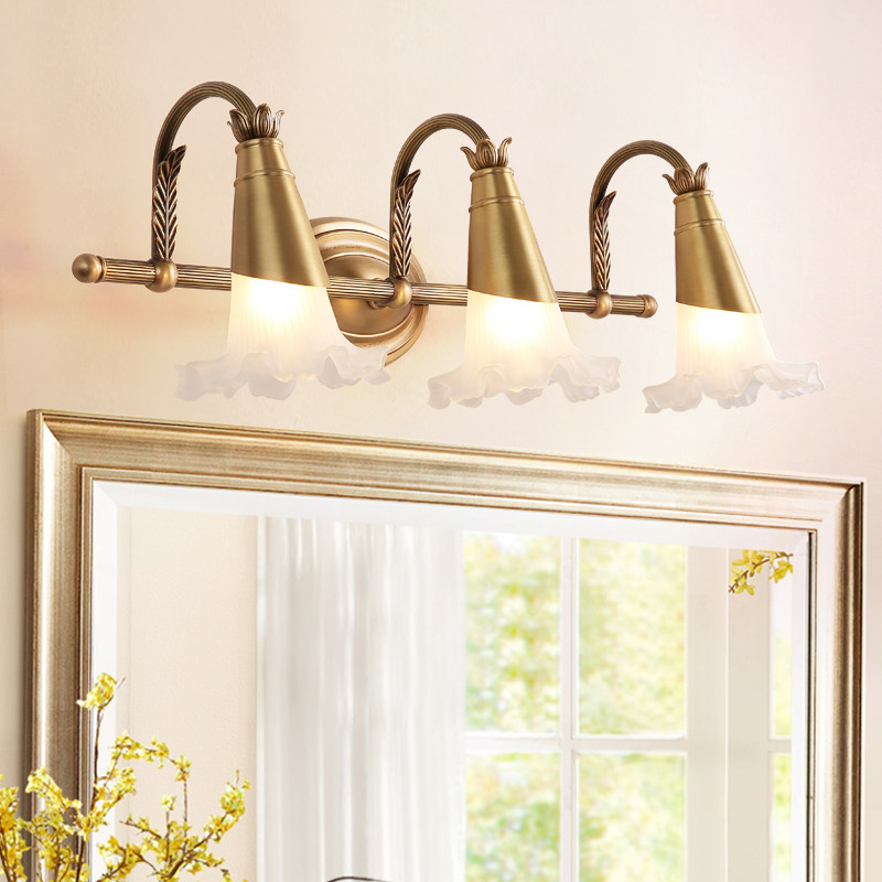 全铜美式镜前灯浴室化妆室灯防雾欧式化妆梳妆灯led镜柜纯铜灯具