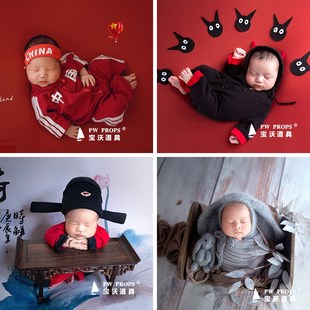 宝沃儿童摄影样片主题拍摄道具毯子婴儿卡通服装新生宝宝拍照套餐