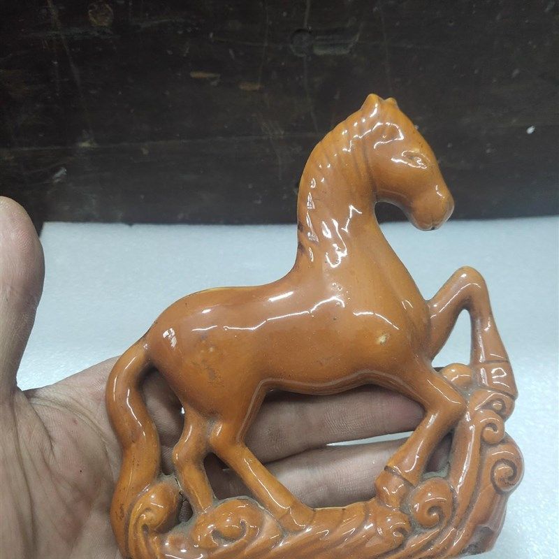 古董藏老机械挂钟座钟马头瓷马