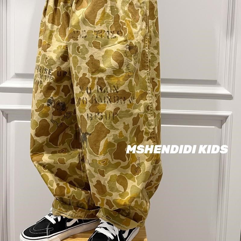 25亲子款春秋儿童日式DD童装 迷彩豹纹印花气球裤男女童休闲长裤