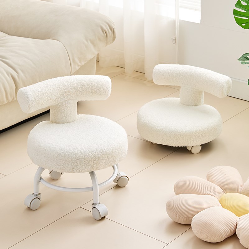 滑轮矮凳带万向轮小凳子靠背小A椅子学步家用静音换鞋圆凳移动软