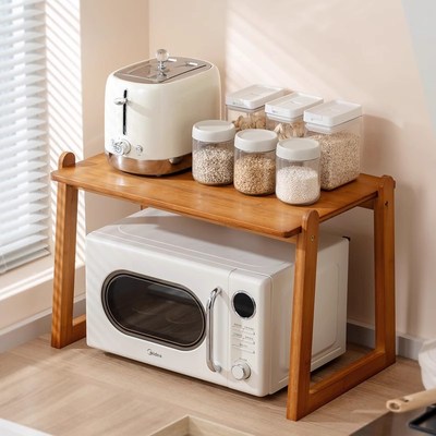 微波炉置物架厨房烤箱架子台面多功能家用放电饭煲锅电器支架实木