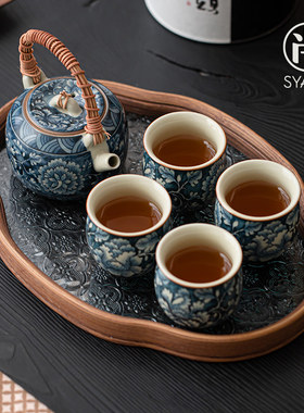 青花瓷茶壶茶杯具套装2025新款家用功夫茶具泡茶专用壶喝茶杯一套