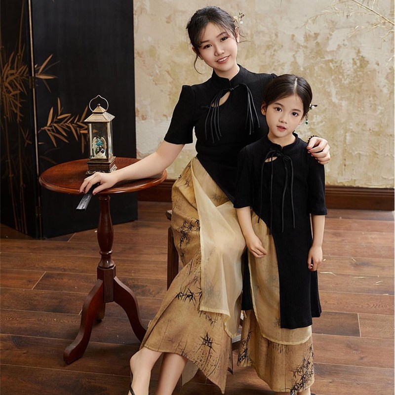新中式国风改良旗袍母女亲子装2024早春新款高级感古风半裙马面裙