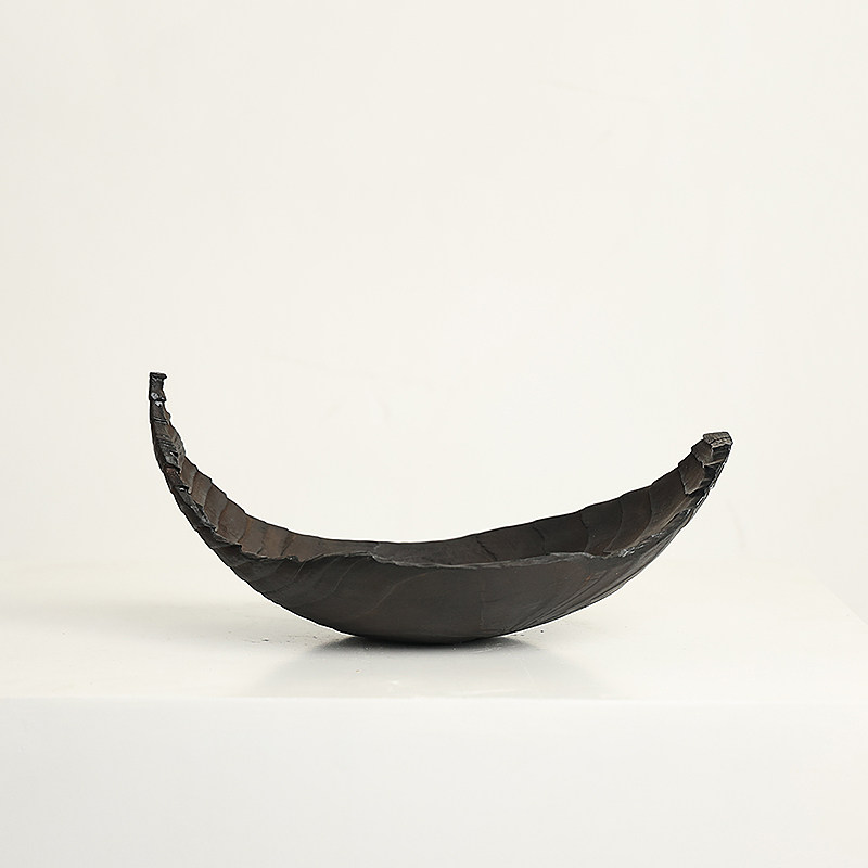 木质炭化摆件黑色日式侘寂风居家样板房间客厅博古架装饰品软装