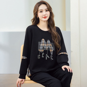 上衣胖mm宽松显瘦长袖 大尺码 T恤 新款 洋派时尚 女装 200斤胖妹妹秋装