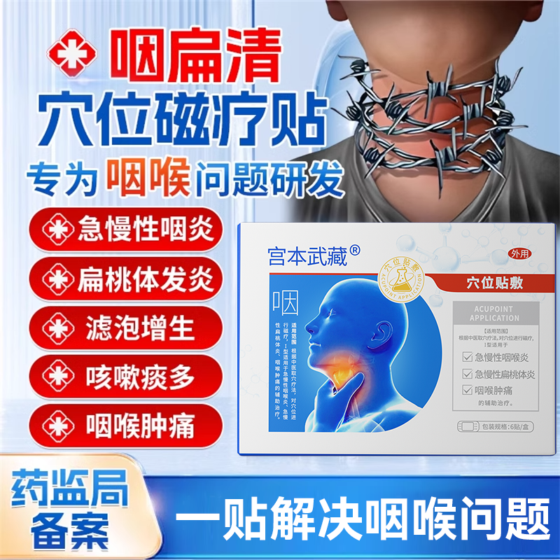 宫本武藏I型喉咙有异味咽炎贴